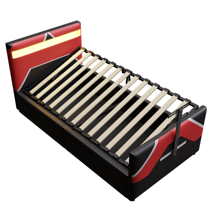 Storage Bed, Black/Red