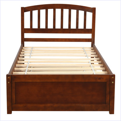 Twin Size Platform Bed Wood Bed Frame With Trundle