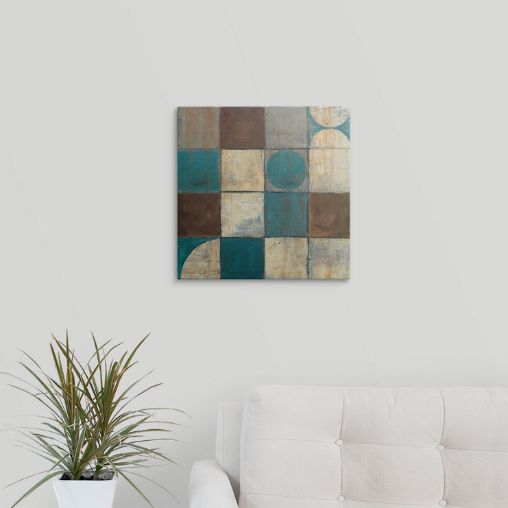 Brittnye «Tango Détail II Blue Brown» par Mike Schick, reproduction d'art, H 35 po x l 35 po x P 1,5 po, Toile