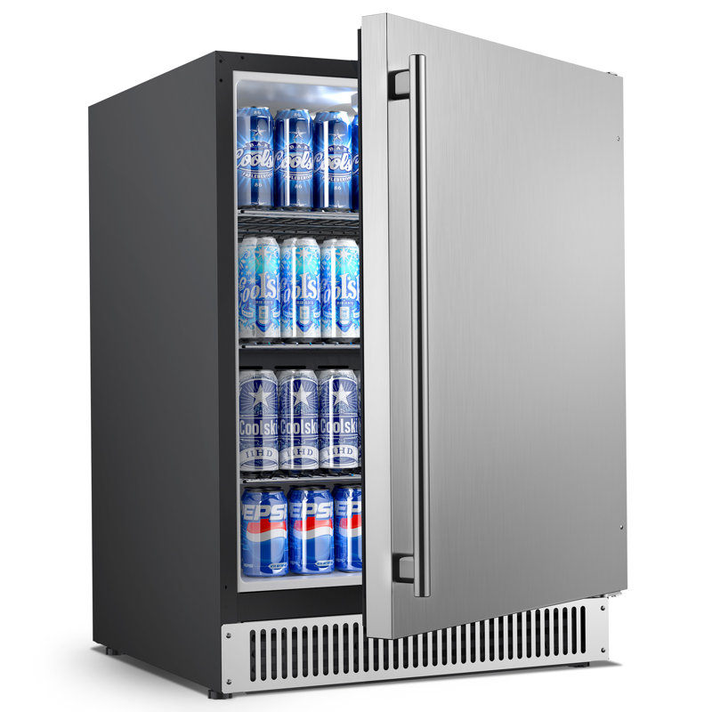 Réfrigérateur à boissons de 24 pouces, réfrigérateur de 180 canettes sous le comptoir avec réfrigérateur en acier inoxydable, encastré et autoportant pour la cuisine de patio, approuvé Etl, Doe, NSF