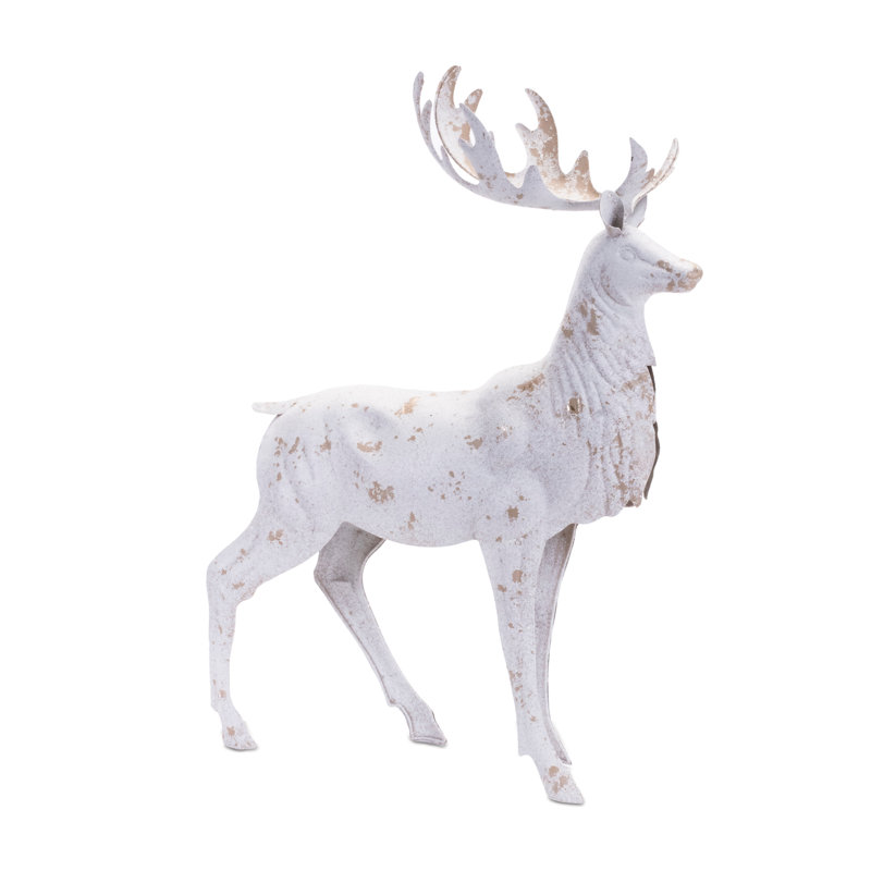 Cerf en métal vieilli avec accents dorés (ensemble de 2)