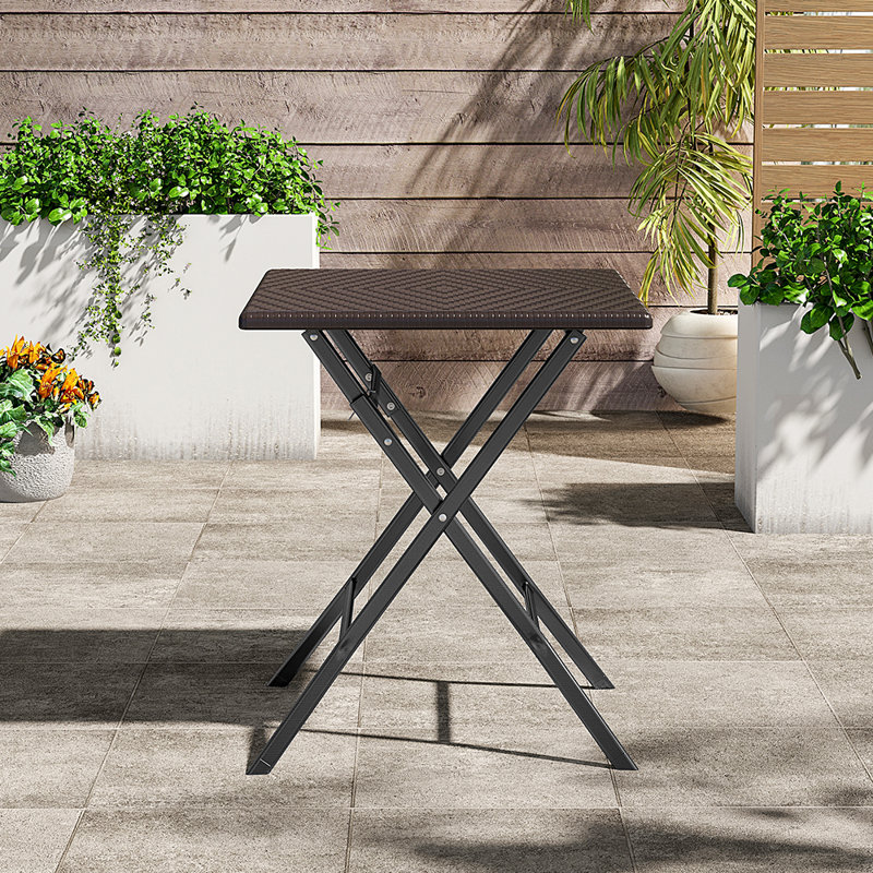 Astello Square Metal Folding Outdoor Dining Table , 61cm cm W 61cm cm D, Brown