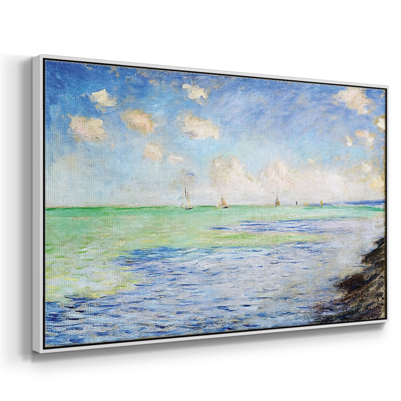 The Sea At Pourville, 1882, reproduction d'art sur toile, H 25 po x l 37 po x P 2 po, Blanc