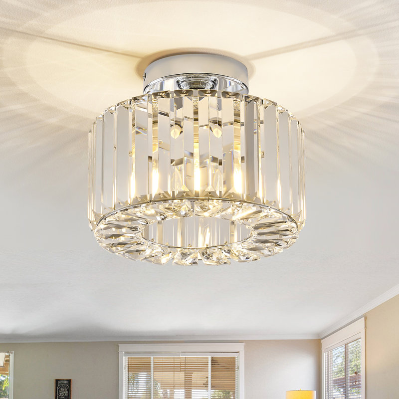 Katona Crystal Ceiling Light Fixture, Modern Semi Flush Mount Ceiling Light Hallway Light Fixtures Ceiling Flush Mount Light Fixtures for Kitchen Bedroom Bathroom Entryway