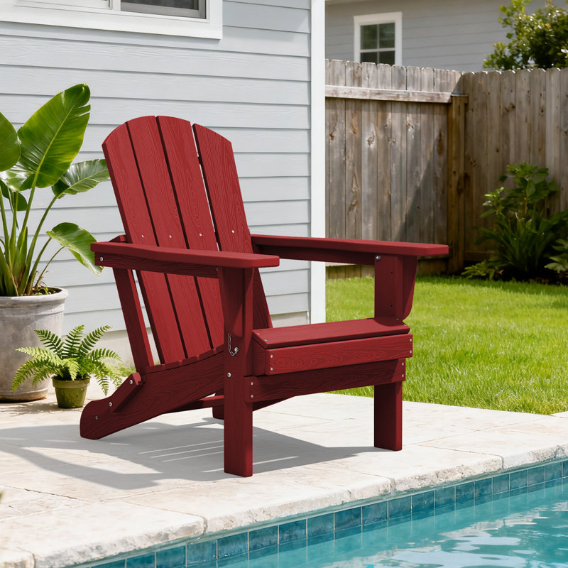 Clitheroe Foldable HDPE Adirondack Chair, Burgandy