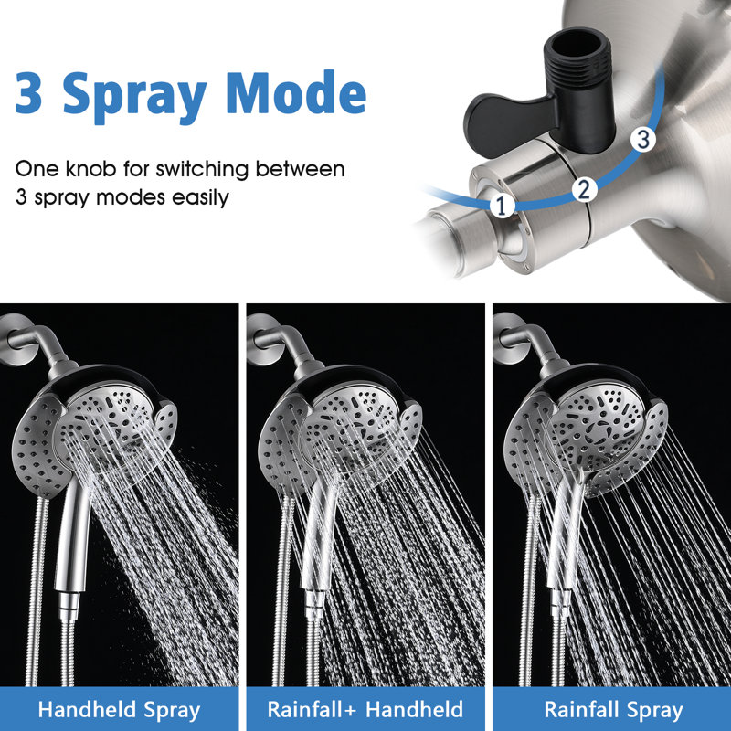 Shower Head Rough Hskbath 2 In 1 High Pressure Handheld Shower Head & Tub & Shower Faucet ...