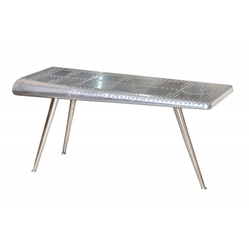 Console 56 po en aluminium et bois massif à trois pieds