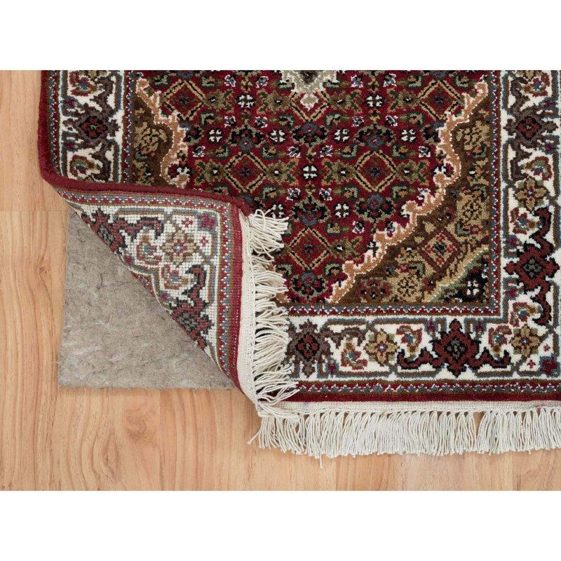 2'x8'2" Red Tebraz Medallion Design 175 KPSI Wool Hand Knotted Runner Rug 493D89880A58419D80F28C04EE05765B