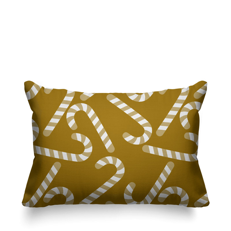 Coussin décoratif intérieur / extérieur Christmas Candy Cane, Or