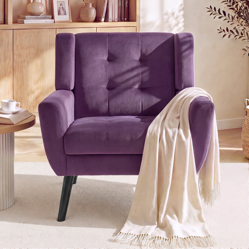 Fauteuil d'appoint Bolanle, Velours mauve lavande