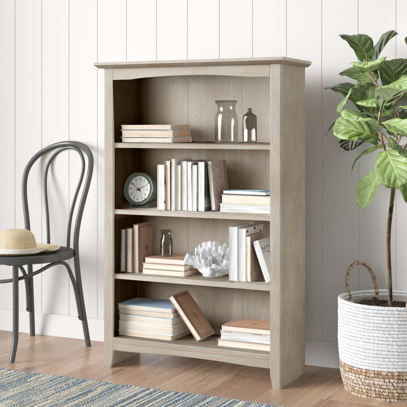 Aspatria Bookcase, (4 Shelves) 48" H x 32" W x 12" D, Washed Gray Taupe