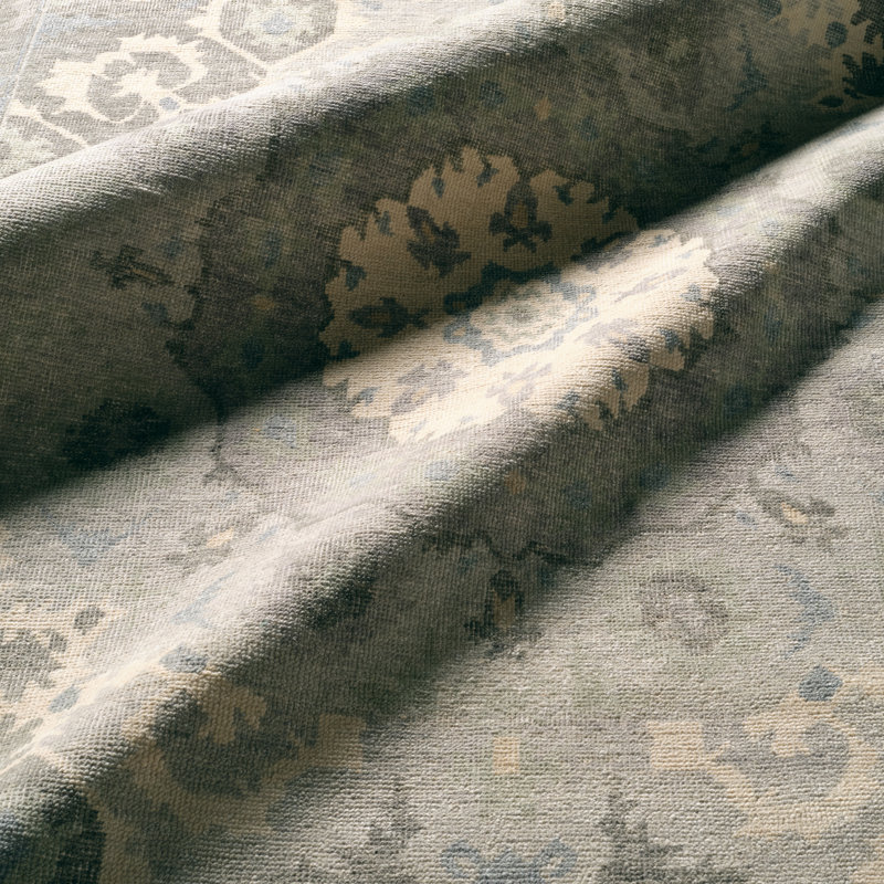 Jaipur Living Modify KAI12 Handknotted Medallion Sage and Gray Area Rug , Rectangle 1' x 13'