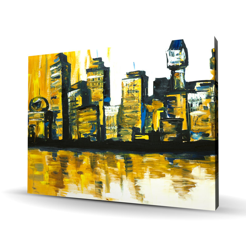 Ville jaune - Art sur toile pour la décoration intérieure | Décoration murale vibrante