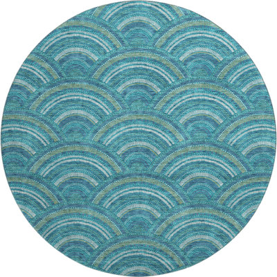 Premium Machine Washable Prisco Teal Rug