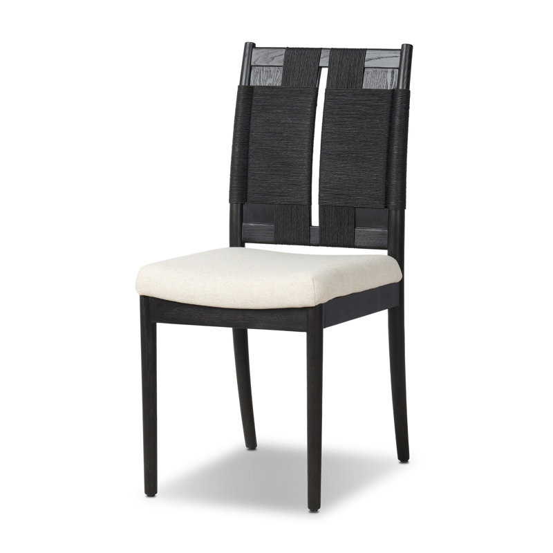 Harlee Upholstered Dining Chair, Distressed Black Ash
