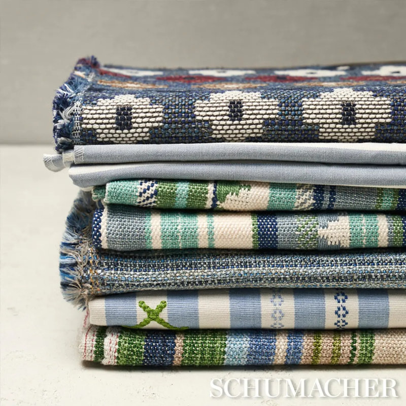 Zuni Stripe Fabric, Aqua