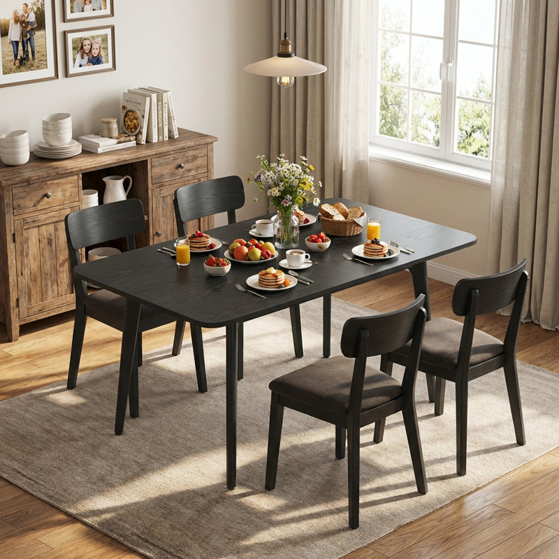 55.1''-70.8'' Extendable Dining Table with Tapered Legs for 4/6/8, Gray