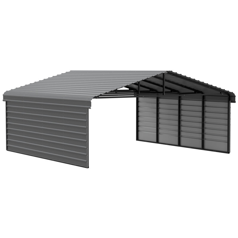 20' x 20' Charcoal Steel Carport Kit with Enclosure