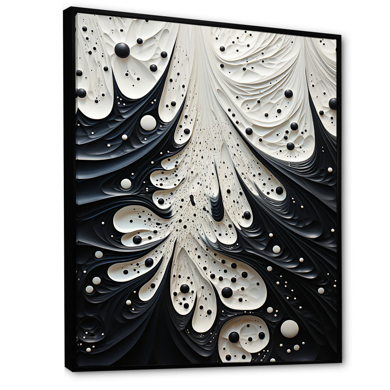 Minimalisme Stingray, peinture en noir et blanc - impressions d'art mural Stingray, Cadre flottant noir