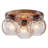 16.5" 3-Light Rustic Farmhouse Flush Mount Ceiling Light with Hammered Amber Glass, Solid Oak Canopy, E26 LED Compatible
