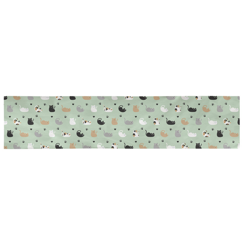 Chemin de table géométrique avicia, Vert / Gris, Polyester, 91,5 po x 17,5 po