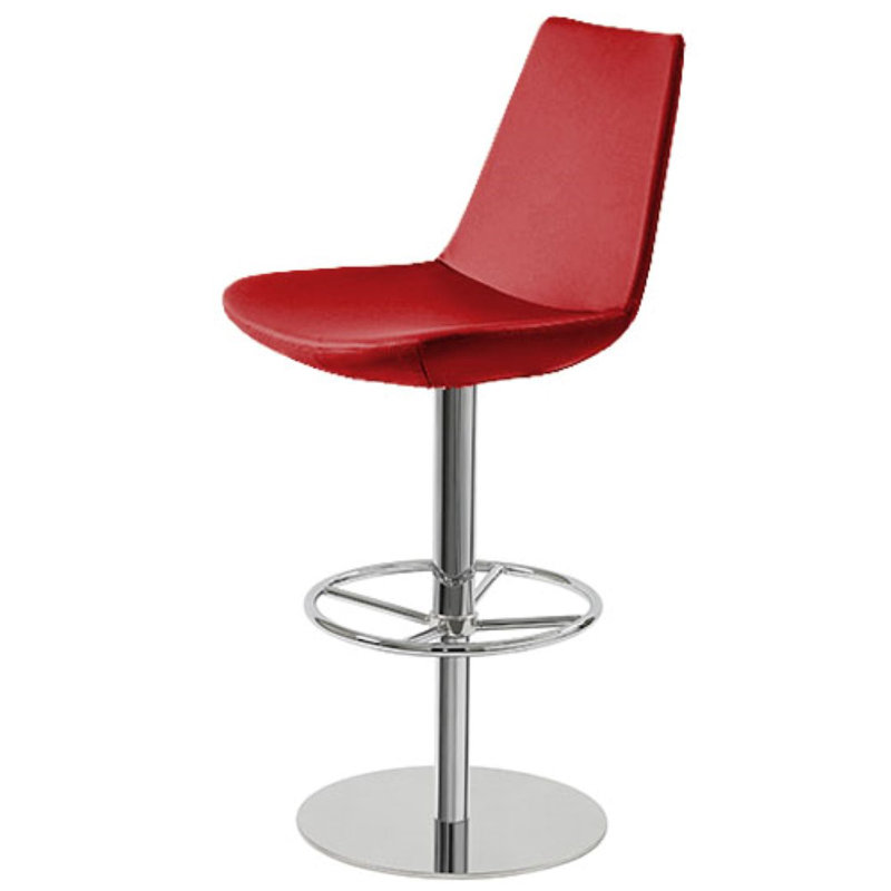 Shinkle Swivel Upholstered Counter Stool, Red Leatherette, Stainless Steel