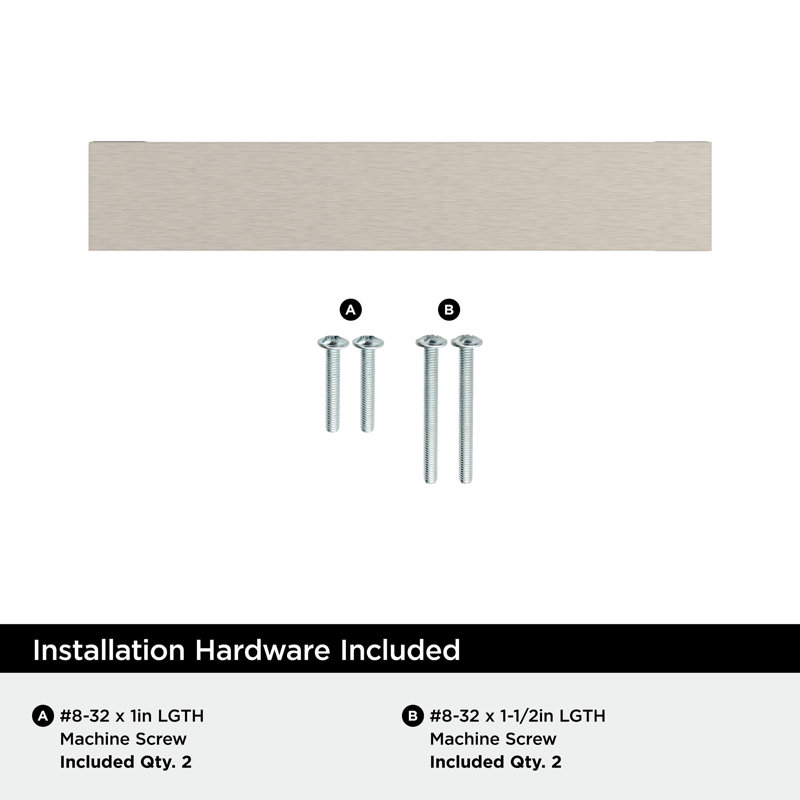 Poignée d'armoire en satin de satin centre-à-centre Augment 3-3 / 4 pouces (96 mm) - paquet de 25, 3 3/4", Nickel satiné