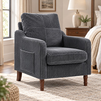 Fauteuil d'appoint en velours côtelé de 27,6 po Velnorquessa