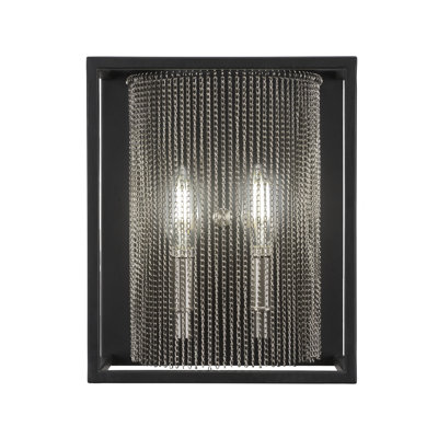 Applique murale 2 lumières Cadina présentée en noir mat et finition nickel brossé