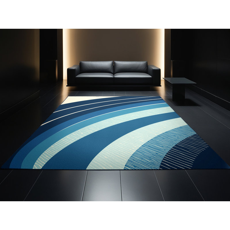 Tapis bleu moelleux moelleux et éclectique Shaler, 3 X 5