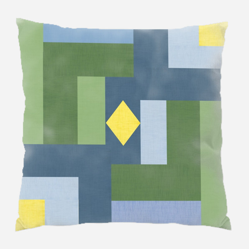 Fabric Geometric Microsuede Reversible Throw Pillow