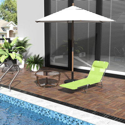 Chaise longue pliante pour la détente en plein air, avec coussin, dossier réglable, structure en acier et filet respirant, patio, plage, chaise de plage, tissu inclinable, cour,