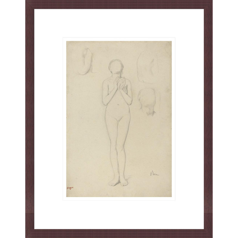Étude d'un nu féminin par Edgar Degas - reproduction giclée encadrée, H 16,75 po x l 13,18 po
