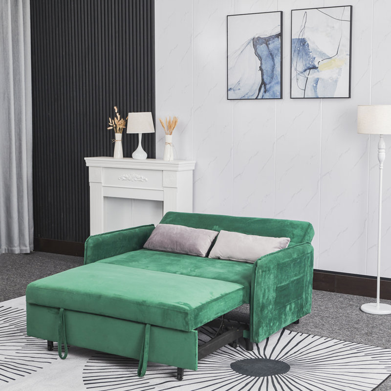 Sofa 54'' Velvet Sleeper Sofa, Velvet Green