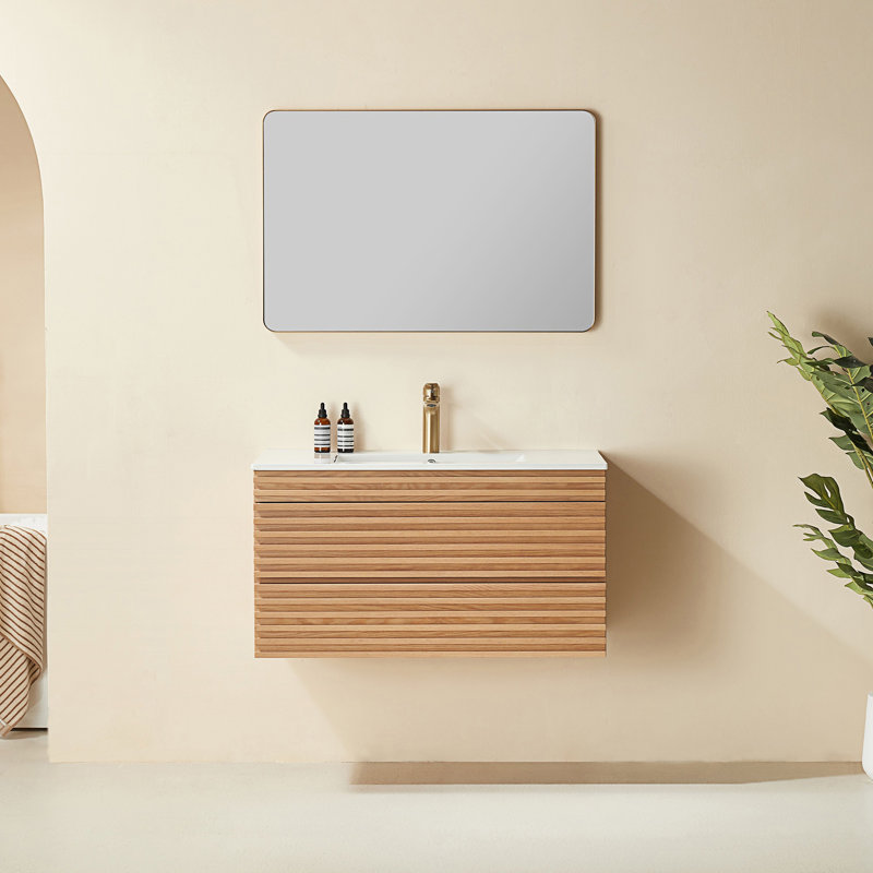 Meuble-lavabo mural simple avec lavabo en céramique