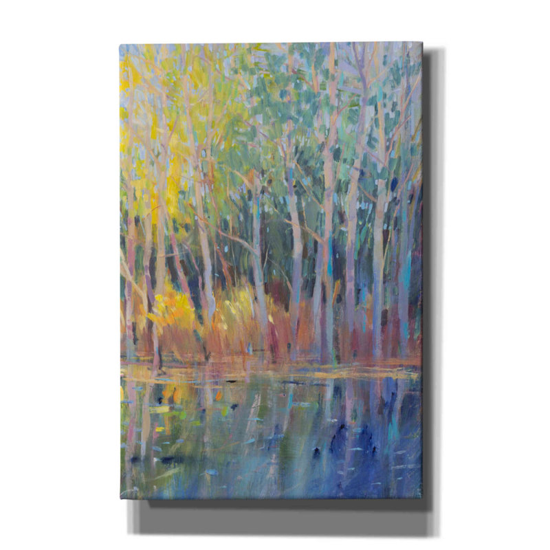Art mural sur toile, "Reflection Trees I" par Tim Oto, H 60 po x l 40 po x P 1,5 po