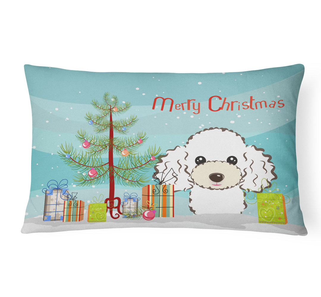 Christmas Tree and Poodle Fabric Indoor/Outdoor Throw Pillow Caroline's Treasures