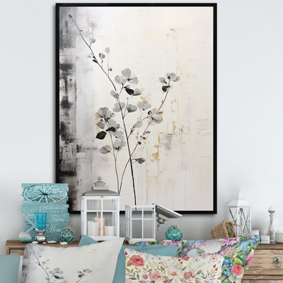 «Gray and White Herbs Minimal Harmony», reproduction sur toile