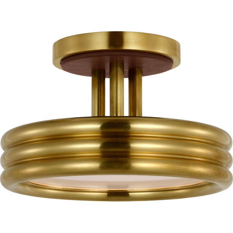 Hudson St. 8" Semi-Flush Mount, Natural Brass