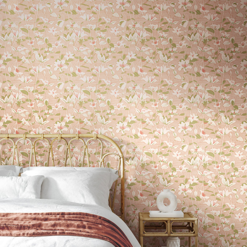 Lino Leaves - Duck Egg, Pink