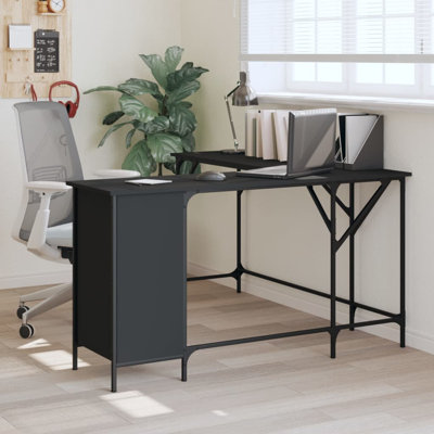 Tyandra L-Shaped Metal Base Writing Desk