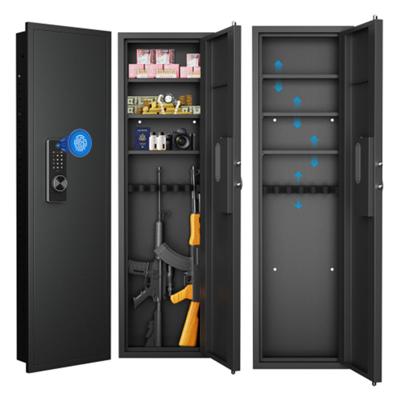 Coffre-fort à écran tactile 53 po pour carabines avec tablettes réglables (empreinte digitale noire)