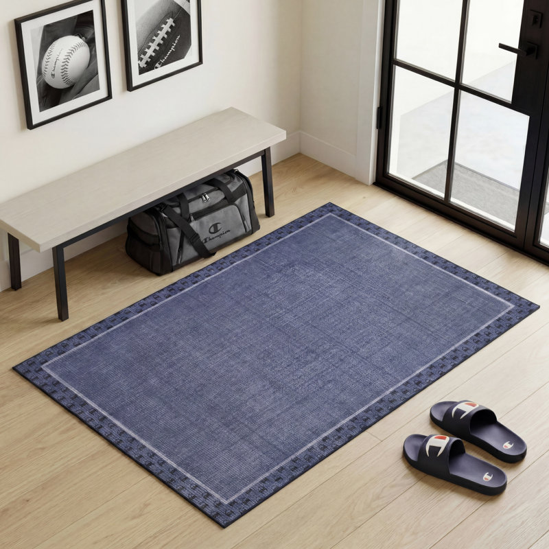 Tapis lavable imprimé Chenille Champion Carter, Navy Multi, 3' x 5'
