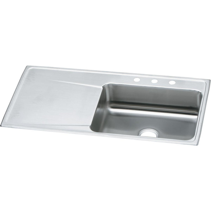 Évier de cuisine à montage sur plan L 43 po x l 22 po Lustertone, 3 trous