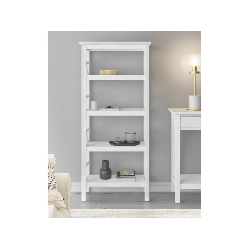 Bibliothèque en bois massif H 54,33 po x l 24,41 po Barirah, Blanc