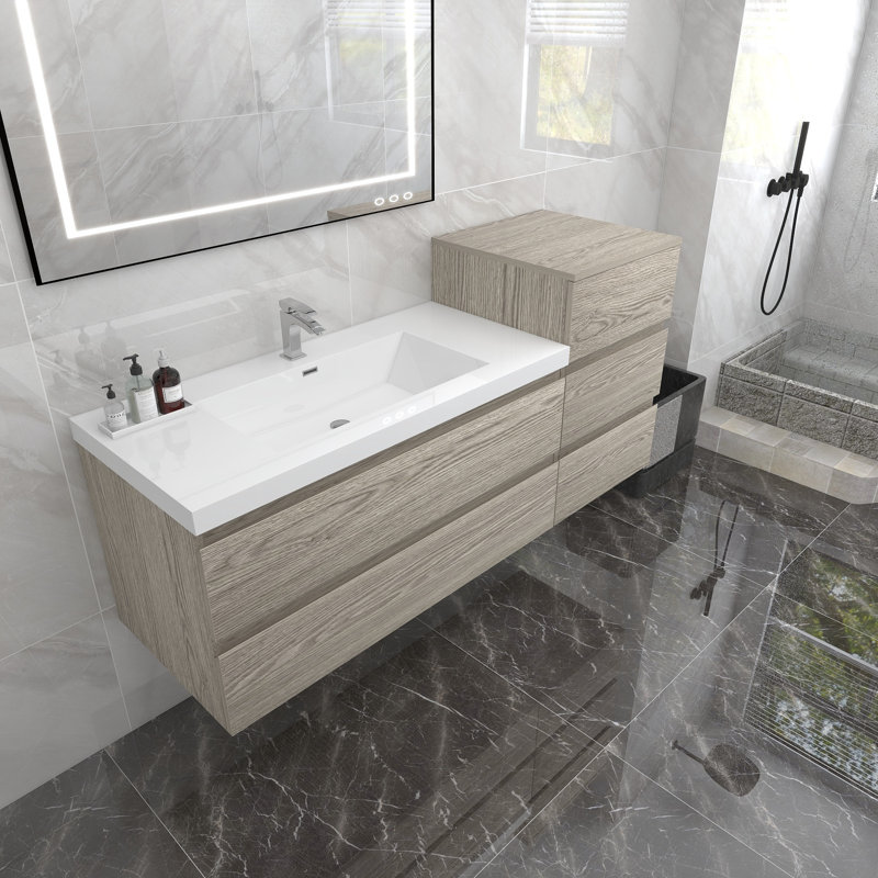 Moreno Bailey 61'' Single Bathroom Vanity with Acrylic Top, Teak Oak