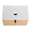 Meuble-lavabo contemporain de 76 cm avec lavabo en céramique artistique, comptoir en pierre artificielle blanche et portes à fermeture amortie.