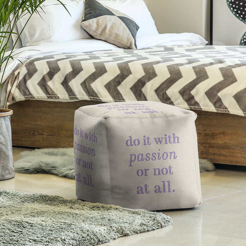 Upholstered Ottoman, White/Purple