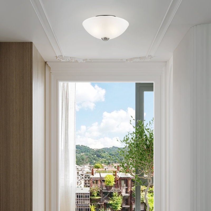 Plafonnier semi-encastré 2 lumières Annete, Nickel brossé, 13 po