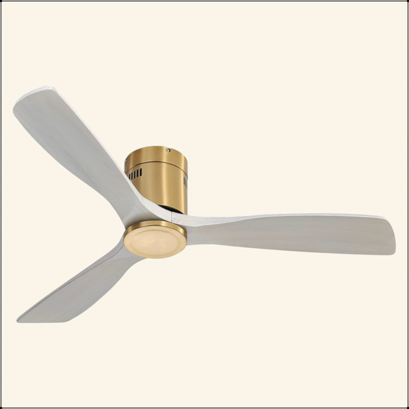 Ventilateur de plafond 52 pouces à profil bas DC 3 ventilateur en bois massif sans moteur réversible télécommande sans lumière
